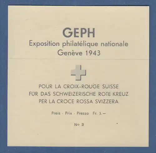 Schweiz 1943 100 Jahre Doppelgenf Mi.-Nr. Block 10 gest. mit rotem Sonderstempel
