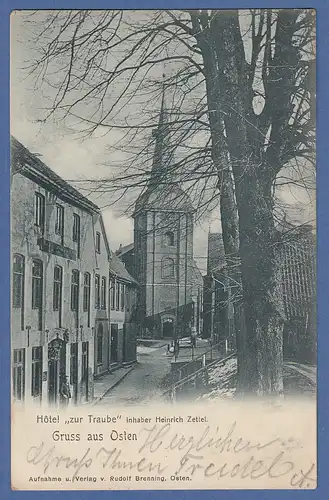 AK Gruss aus Osten Hotel zur Traube Inhaber Heinrich Zettel gelaufen 1904