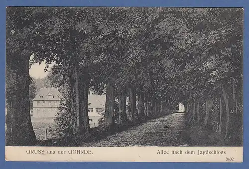 AK Gruss aus der Göhrde Allee nach dem Jagdschloss gelaufen 1906