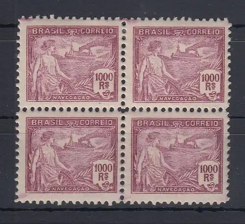 Brasilien 1920 Freimarke 1000R Schifffahrt Mi.-Nr. 228A Viererblock ** 