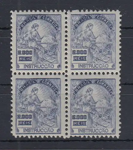 Brasilien 1920 Freimarke 2000R Erziehung Mi.-Nr. 229A Viererblock ** 