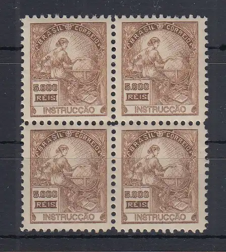 Brasilien 1920 Freimarke 5000R Erziehung Mi.-Nr. 230A Viererblock ** 