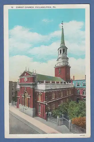 USA 1932 Postkarte Christ Church Philadelphia gelaufen nach München 