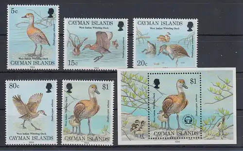 Kaiman-Inseln / Cayman Islands 1994 Pfeifgans Mi.-Nr. 706-10 und Block 19 **