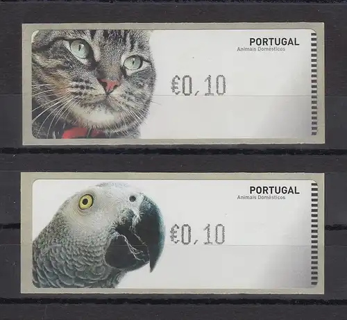 Portugal 2005 ATM Katze und Papagei je Wert 0,10 Mi-Nr. 52.1 und 53.1 **