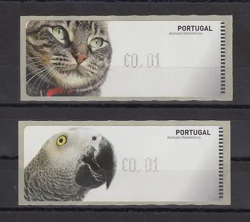 Portugal 2005 ATM Katze und Papagei je Wert 0,01 Mi-Nr. 52.2 und 53.2