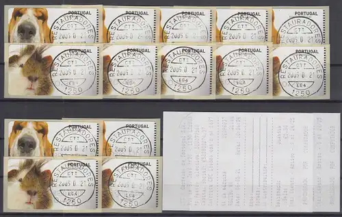 Portugal 2005 ATM Haustiere SMD Mi-Nr. 50 und 51 je Satz 7 Werte O mit 2 AQ'n