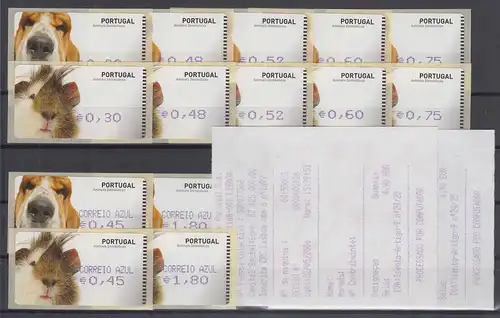Portugal 2005 ATM Haustiere Amiel Mi-Nr. 50.2 und 51.2 je Satz 7 Werte ** m. AQ 