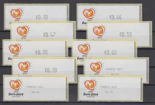 Portugal 2003 ATM Fußball EM Euro 2004 Mi-Nr. 43 Progr.-Satz 10 Werte **