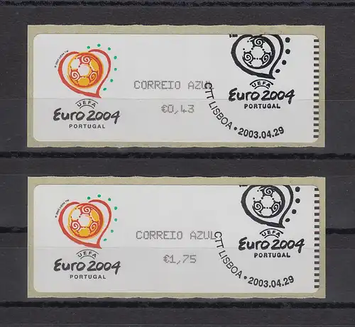 Portugal 2003 ATM Fußball EM Euro 2004 Mi-Nr. 43.2e  Satz 0,43-1,75 mit ET-O
