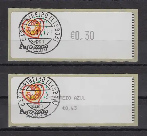 Portugal 2003 ATM Fußball EM Euro 2004 Mi-Nr. 43.1e und 43.2e gestempelt