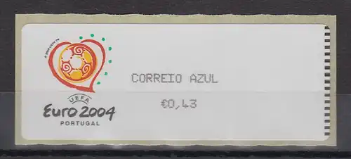 Portugal 2003 ATM Fußball EM Euro 2004 Mi-Nr. 43.2e Wert AZUL 0,43 ** 