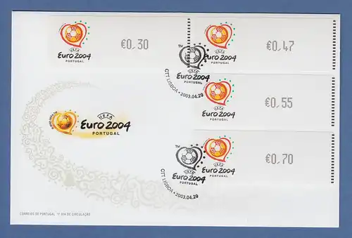 Portugal 2003 ATM Fußball EM Euro 2004 Mi-Nr. 43.1e Satz 30-47-55-70 offiz. FDC