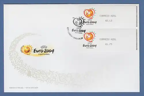 Portugal 2003 ATM Fußball EM Euro 2004 Mi-Nr. 43.2e Satz 0,43-1,75 offiz. FDC