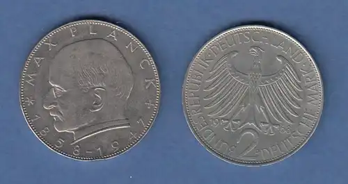 Bundesrepublik Kursmünze 2 Mark Max Planck 1968 D