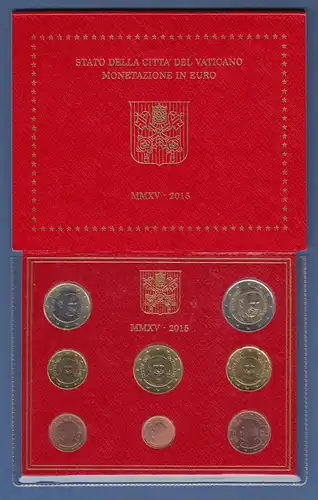 Vatikan Euro-Kursmünzensatz 2015, Papst Franziskus.  Top-Zustand !
