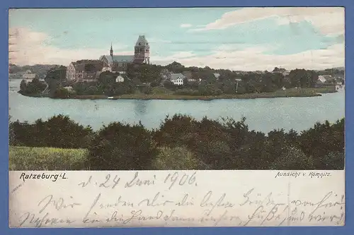 AK Ratzeburg in der Lausitz Aussicht von Römnitz gelaufen 1906