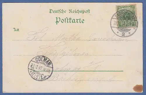 AK Gruss aus Saargemünd Landgerichtsplatz neue Cavallerie-Kaserne gelaufen 1897