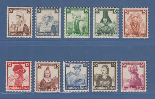 Deutsches Reich 1935 Volkstrachten Mi-Nr 588-97 Satz einwandfrei ** SONDERPREIS