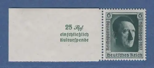 Deutsches Reich 1937 Reichsparteitag mit Nebenfeld Mi.-Nr. 650 einwandfrei **