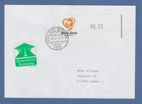 Portugal 2003 ATM Fußball EM Euro 2004 Mi-Nr. 43.1e Wert 0,53 auf FDC nach B
