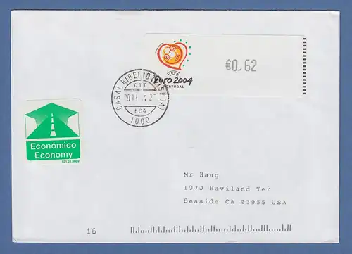 Portugal 2003 ATM Fußball EM Euro 2004 Mi-Nr. 43.1e Wert 0,62 auf FDC nach USA