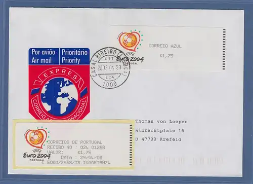 Portugal 2003 ATM Fußball EM Euro 2004 Mi-Nr. 43.2e Wert 1,75 auf FDC nach D