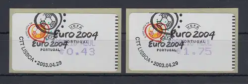 Portugal 2003 ATM Fußball EM Euro 2004 Mi-Nr. 42.2.2 Z2 Satz 0.43 und 1.75 ET-O