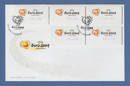 Portugal 2003 ATM Fußball EM Euro 2004 Mi-Nr. 42.2.2  Z1 Satz 5 Werte auf FDC