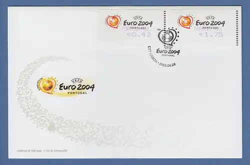 Portugal 2003 ATM Fußball EM Euro 2004 Mi-Nr. 42.2.2  Z2 Satz 2 Werte auf FDC