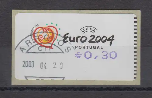 Portugal 2003 ATM Fußball EM Euro 2004 Mi-Nr. 42.2.1  Z1 Wert 0,30 mit ET-O