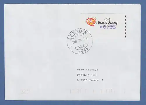 Portugal 2003 ATM Fußball EM Euro 2004 Mi-Nr. 42.2.1  Z1 Wert 0,55 auf gel. FDC