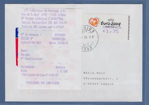 Portugal 2003 ATM Fußball EM Euro 2004 Mi-Nr. 42.2.1 Z2 Wert 1,75 auf gel. FDC D