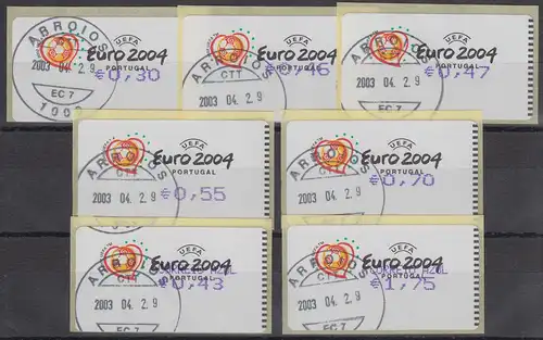 Portugal 2003 ATM Fußball EM Euro 2004 Mi-Nr. 42.2.1 Z1 und Z2 Satz 7 Werte ET-O
