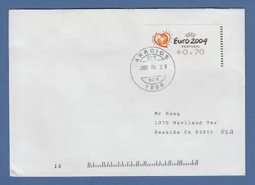 Portugal 2003 ATM Fußball EM Euro 2004 Mi-Nr. 42.2.1 Z1 Wert 0,70 auf FDC vsw
