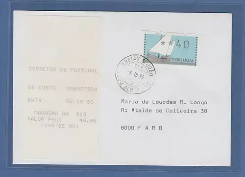 Portugal 1992 ATM Karavelle Mi-Nr. 5Z1 Wert 40 auf Inlands-Brief, mit AQ