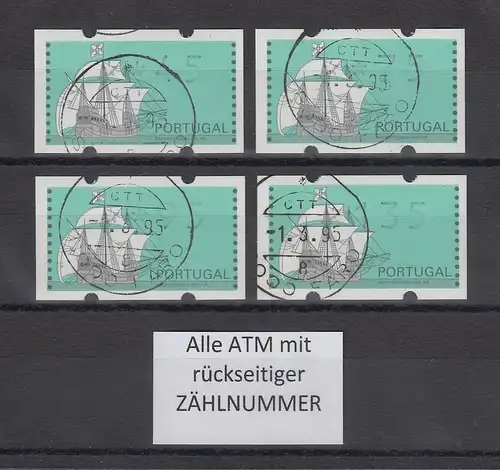 Portugal 1993 ATM Nau Mi-Nr. 7Z1 Satz 45-75-95-135 mit ZN und Tarif-ET-O 1.3.95