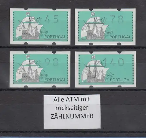 Portugal 1993 ATM Nau Mi-Nr. 7Z1 Satz 45-78-98-140 mit ZN **