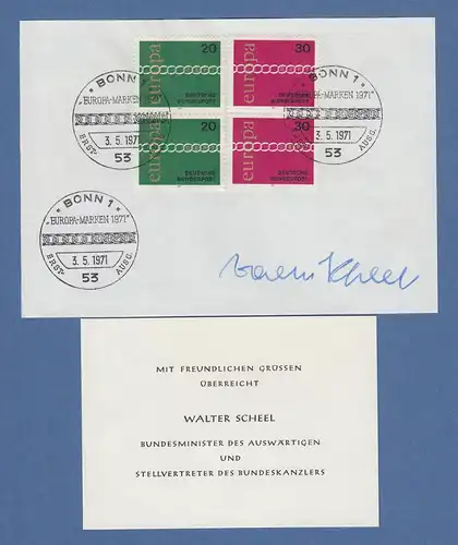 Walter Scheel Bundesminister original-Autogramm auf philatel. Vorlage 1971