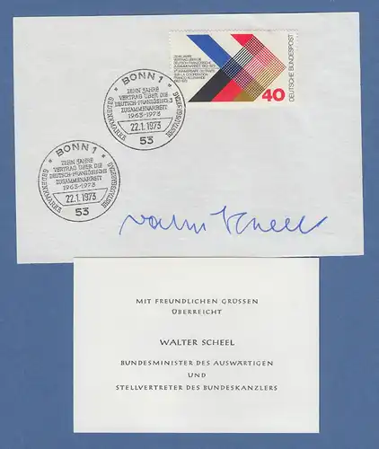Bundesminister des Auswärtigen Walter Scheel original-Autogramm 1973