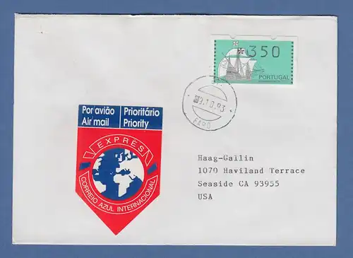 Portugal 1993 ATM Nau Mi-Nr. 7Z1 Wert 350 auf Express R-FDC in die USA 