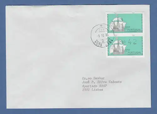 Portugal 1993 ATM Nau Mi-Nr. 7 zusammenh. Paar Leerfeld / ATM Wert 42 auf FDC