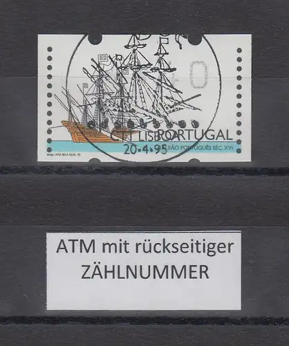 Portugal 1995 ATM Galeone Mi.-Nr. 10Z1 Wert 40 mit ZN und ET-Stempel