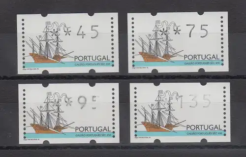 Portugal 1995 ATM Galeone Mi.-Nr. 10Z1 Satz 45-75-95-135  ** 95er als Teildruck!