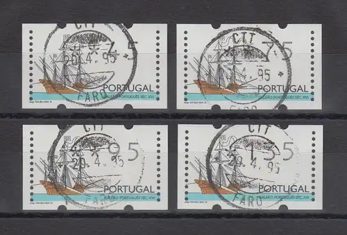 Portugal 1995 ATM Galeone Mi.-Nr. 10Z1 Satz 45-75-95-135 mit ET-Tages-O 