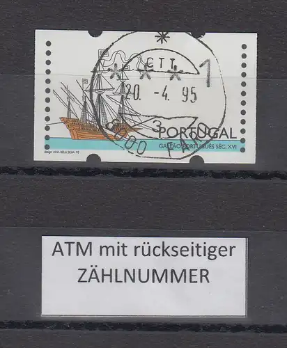 Portugal 1995 ATM Galeone Mi.-Nr. 10Z1 Wert ***1 mit ZN und ET-Tages-O 