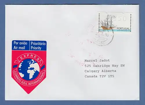 Portugal 1995 ATM Galeone Mi.-Nr.10Z1 Wert 350 auf Expres-Brief nach Kanada