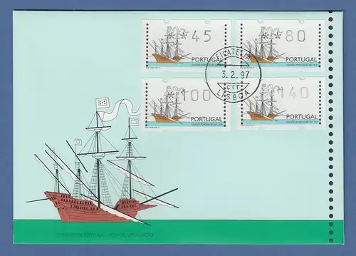 Portugal 1995 ATM Galeone Mi.-Nr.10Z1 Satz 45-80-100-140 auf offiz.FDC O 3.2.97