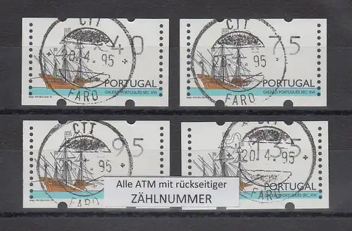 Portugal 1995 ATM Galeone Mi-Nr.10 Satz 40-75-95-135 mit ZN und ET-Tages-O FARO