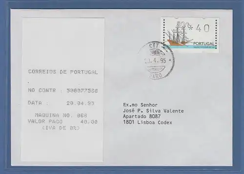 Portugal 1995 ATM Galeone Mi-Nr.10 Wert 40 auf Inlands-FDC mit ET-AQ 